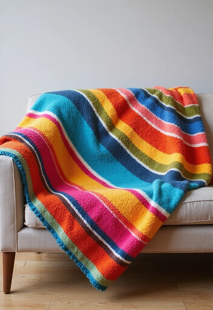 A Friendly Guide to Crochet Borders for Blankets: 20 Stylish Craft Inspirations - 4. Bold Stripes Border