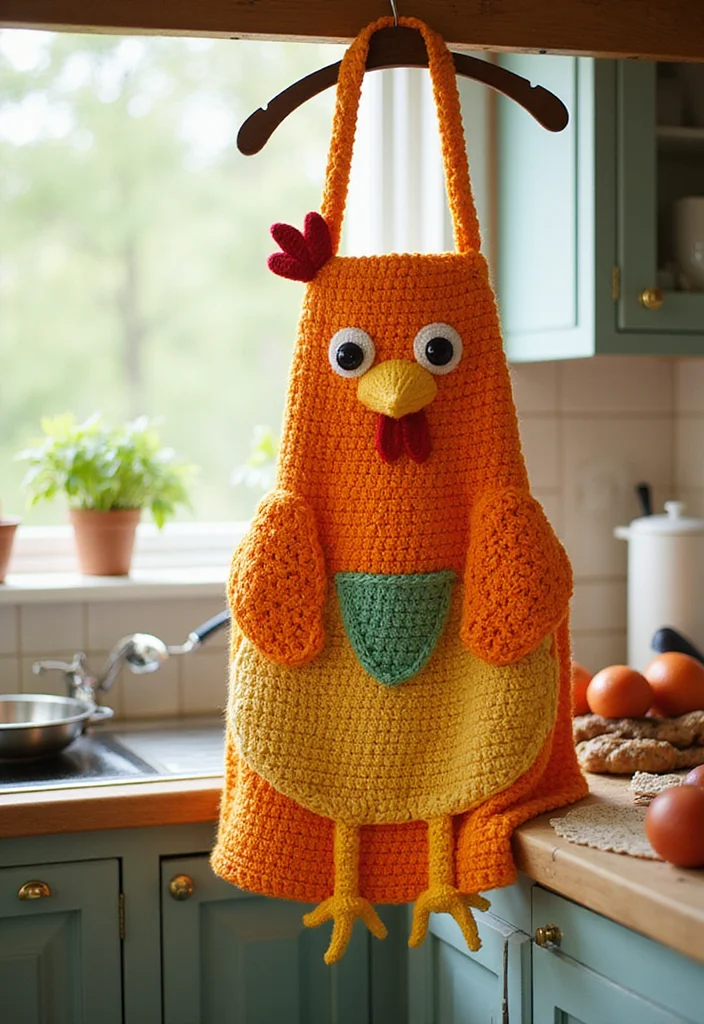 Complete Guide to Crochet Chicken Patterns: 23 Fun Visual Inspirations - 12. Crochet Chicken Apron