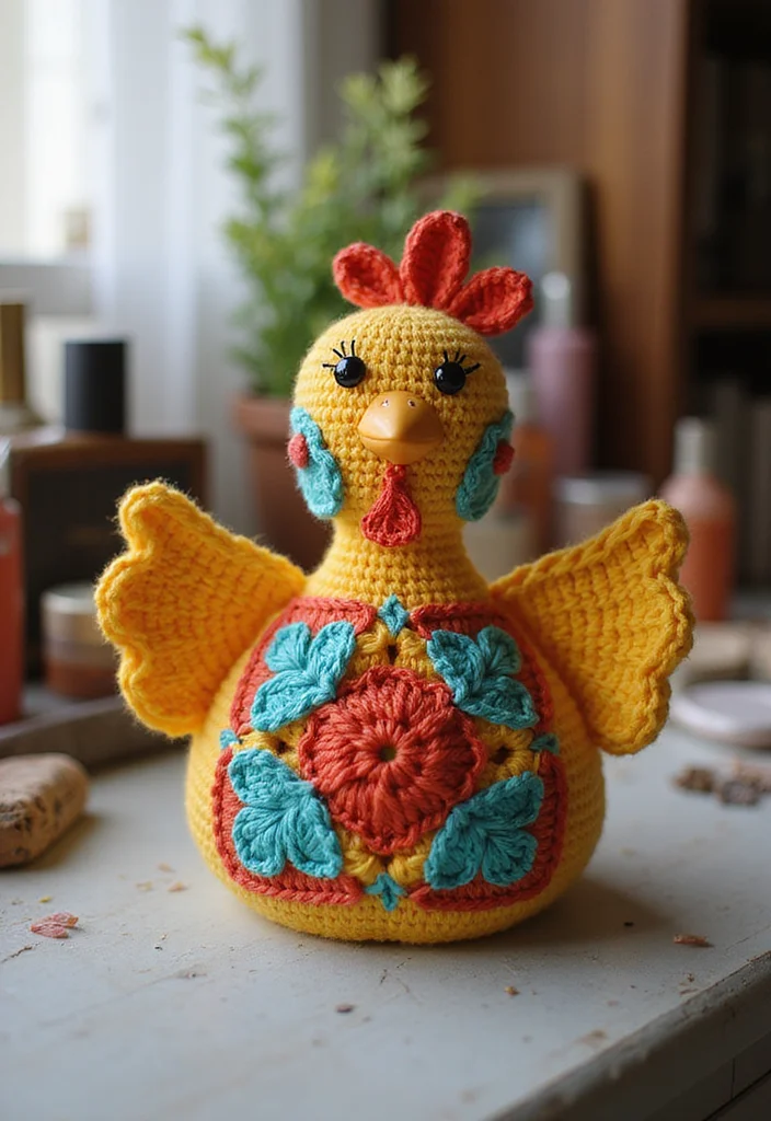 Complete Guide to Crochet Chicken Patterns: 23 Fun Visual Inspirations - 14. Crochet Chicken Perfume Bottle Cover