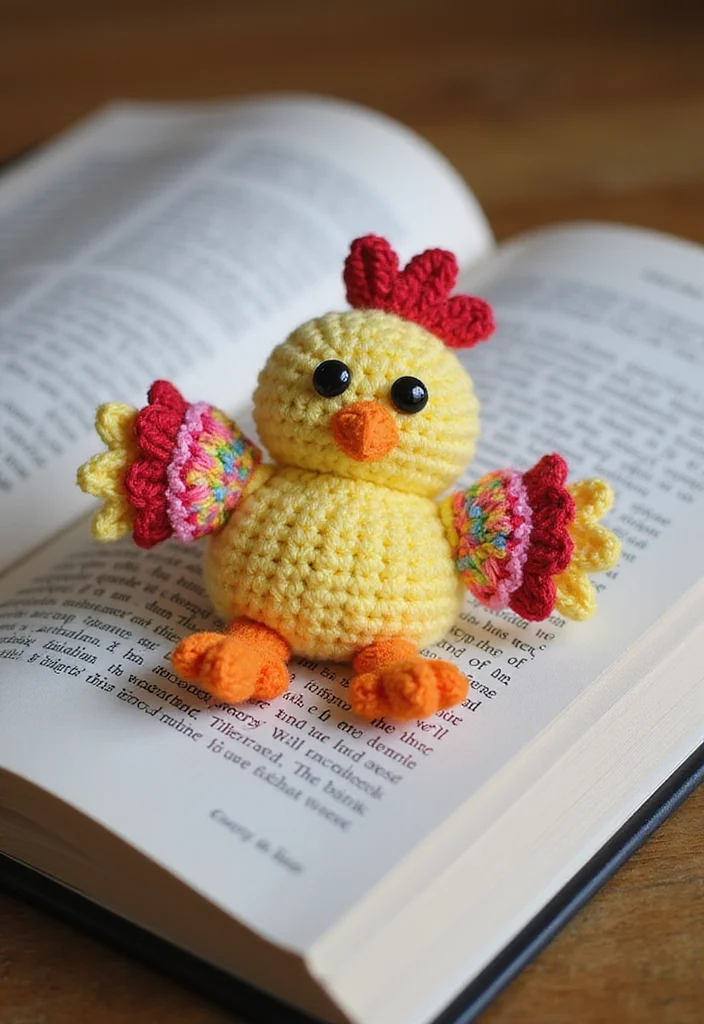 Complete Guide to Crochet Chicken Patterns: 23 Fun Visual Inspirations - 16. Crochet Chicken Bookmark