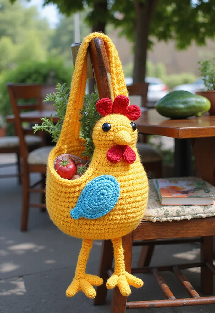 Complete Guide to Crochet Chicken Patterns: 23 Fun Visual Inspirations - 18. Crochet Chicken Tote Bag