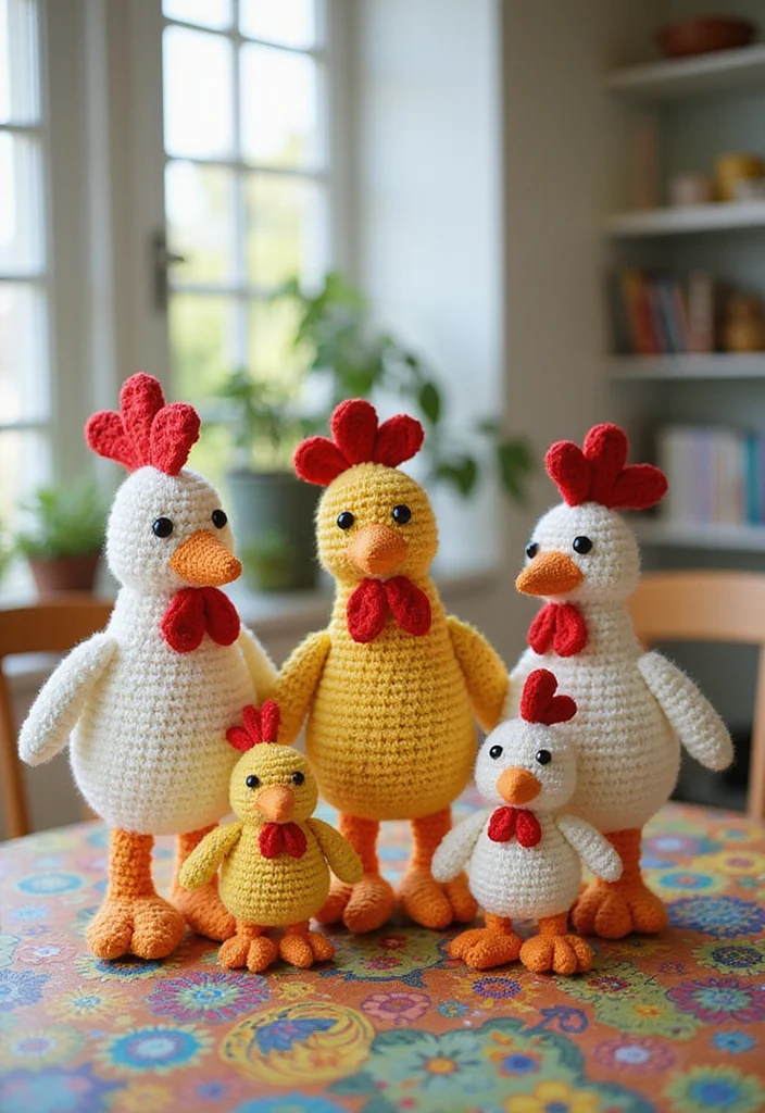 Complete Guide to Crochet Chicken Patterns: 23 Fun Visual Inspirations - 23. Crochet Chicken Family Set