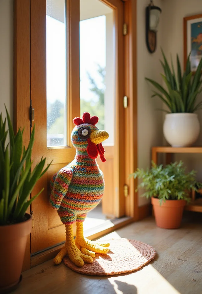 Complete Guide to Crochet Chicken Patterns: 23 Fun Visual Inspirations - 4. Chicken Doorstop