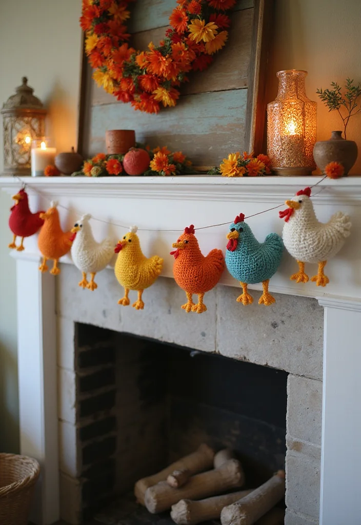 Complete Guide to Crochet Chicken Patterns: 23 Fun Visual Inspirations - 5. Crochet Chicken Garland
