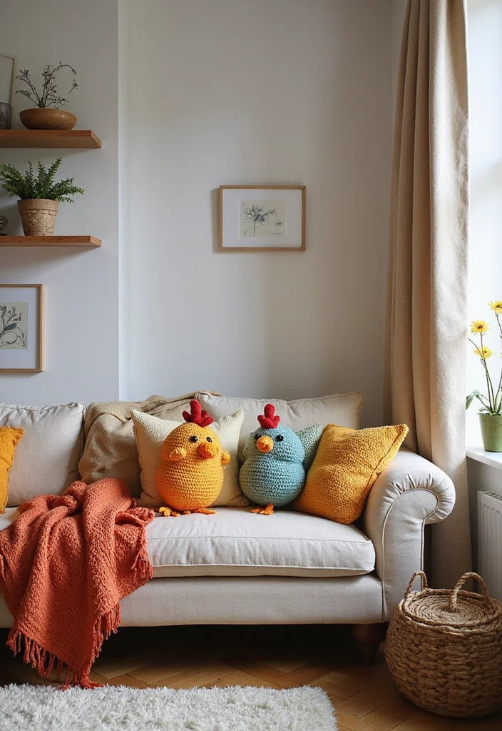 Complete Guide to Crochet Chicken Patterns: 23 Fun Visual Inspirations - 6. Cute Crochet Chicken Pillows