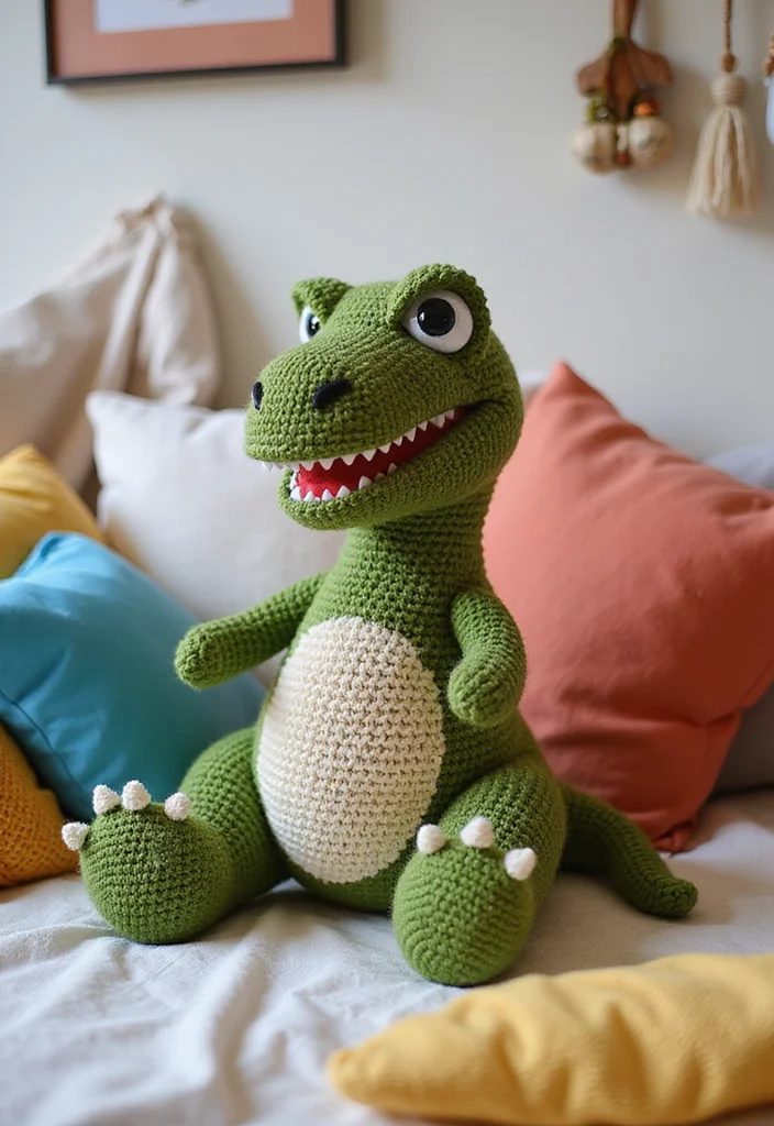 Complete Guide to Crochet Dinosaur Pattern Free: Showcasing 25 Fun Visual Inspirations - 1. Cuddly T-Rex Plushie