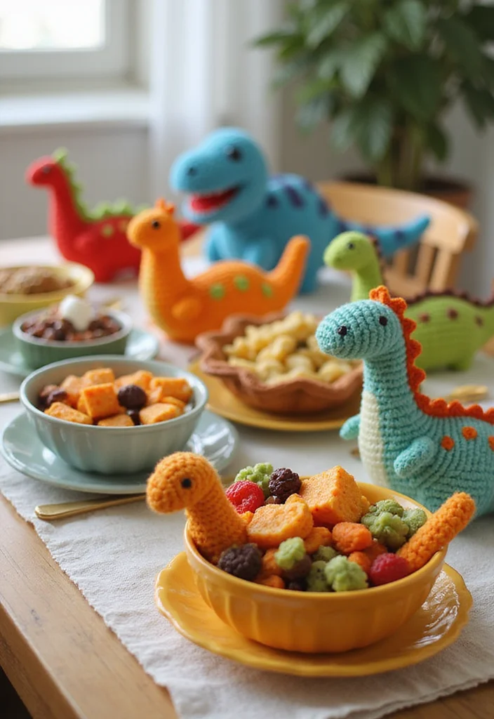 Complete Guide to Crochet Dinosaur Pattern Free: Showcasing 25 Fun Visual Inspirations - 11. Dino Snack Bowls