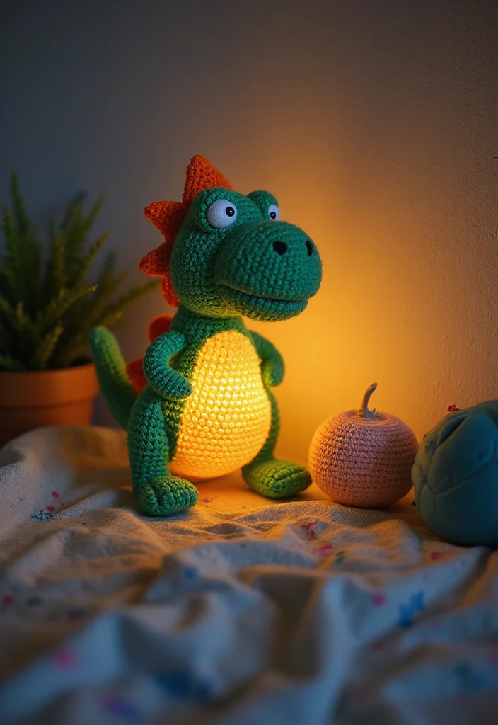 Complete Guide to Crochet Dinosaur Pattern Free: Showcasing 25 Fun Visual Inspirations - 14. Dino-Themed Nightlight Cover