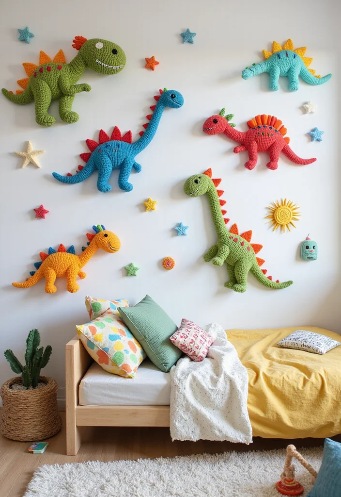 Complete Guide to Crochet Dinosaur Pattern Free: Showcasing 25 Fun Visual Inspirations - 19. Dino-Themed Wall Decals