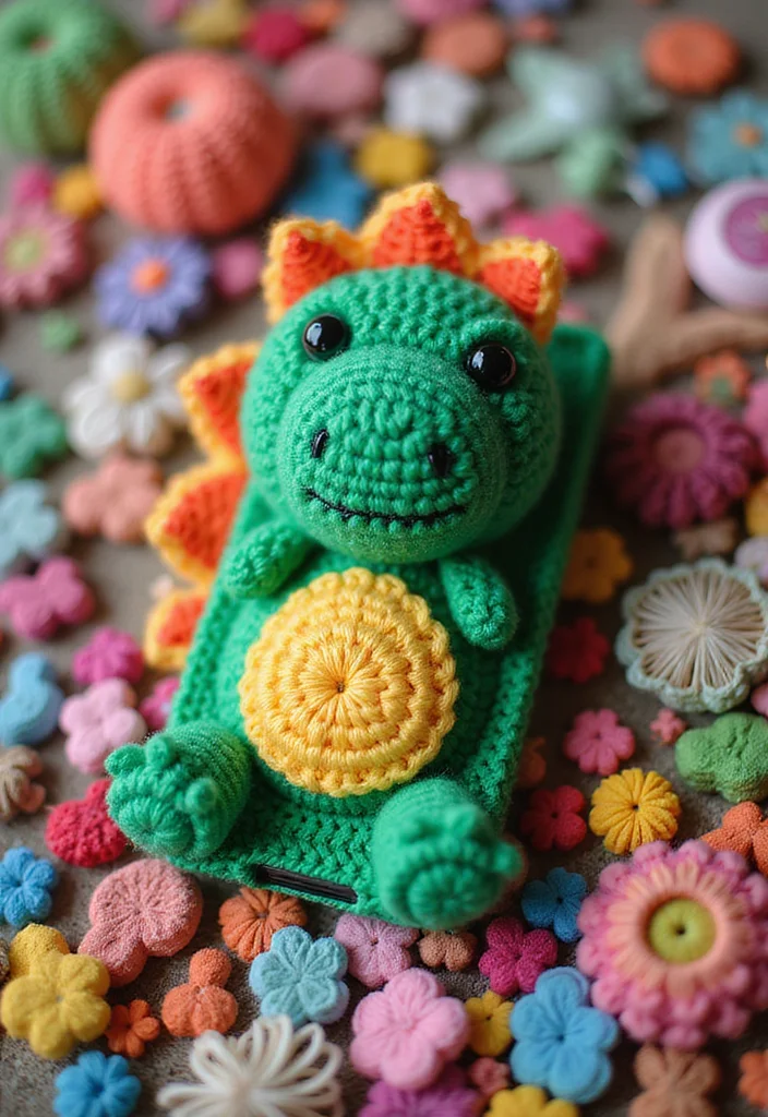 Complete Guide to Crochet Dinosaur Pattern Free: Showcasing 25 Fun Visual Inspirations - 20. Dino-Themed Mobile Phone Cases