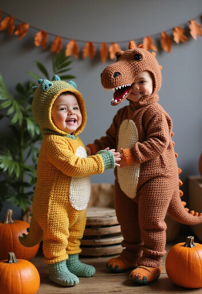 Complete Guide to Crochet Dinosaur Pattern Free: Showcasing 25 Fun Visual Inspirations - 22. Dino-Themed Halloween Costumes
