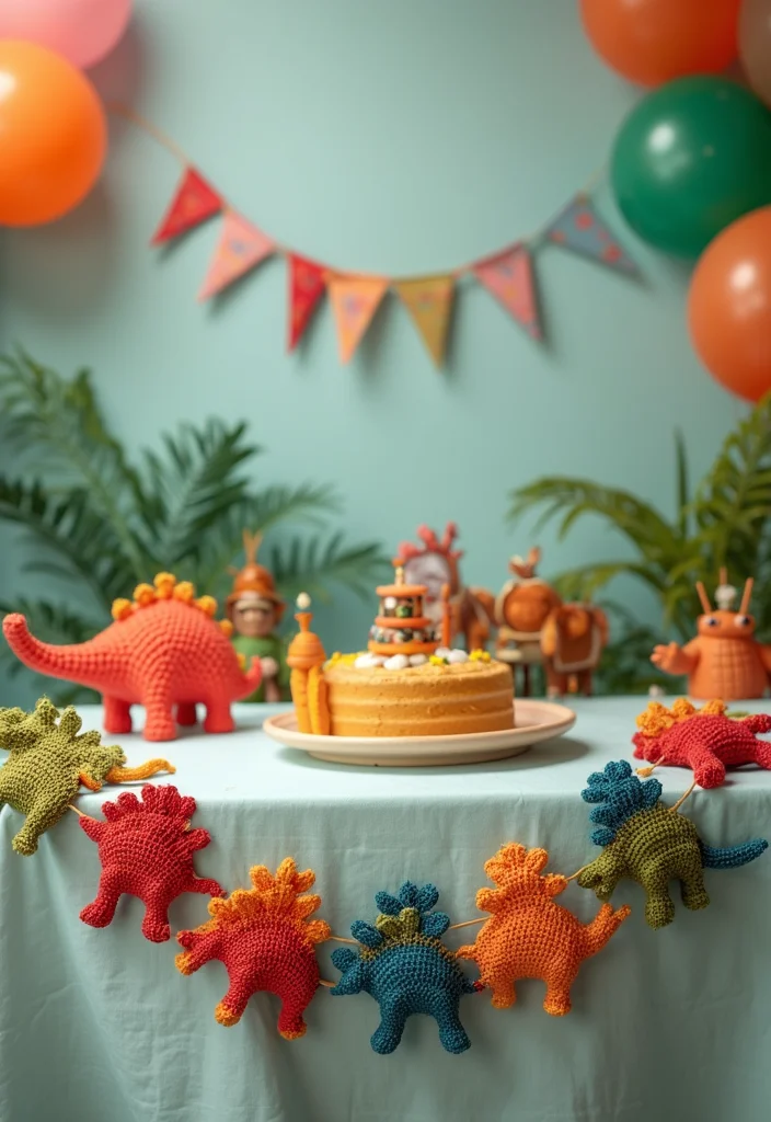 Complete Guide to Crochet Dinosaur Pattern Free: Showcasing 25 Fun Visual Inspirations - 3. Dino Party Garland