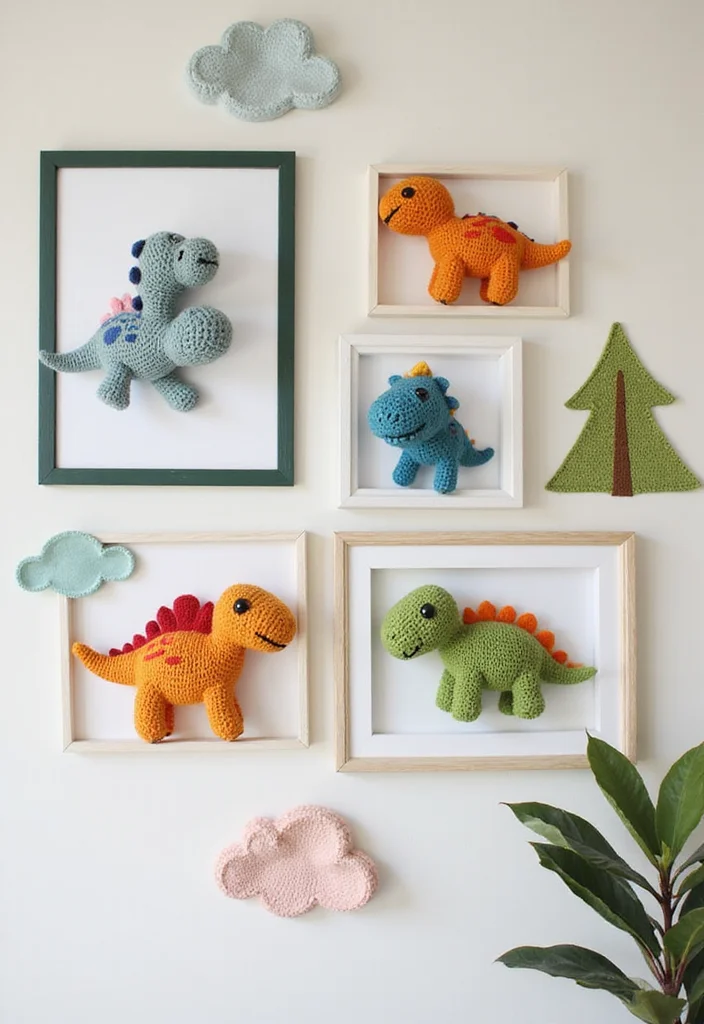 Complete Guide to Crochet Dinosaur Pattern Free: Showcasing 25 Fun Visual Inspirations - 4. Adorable Dino Wall Art