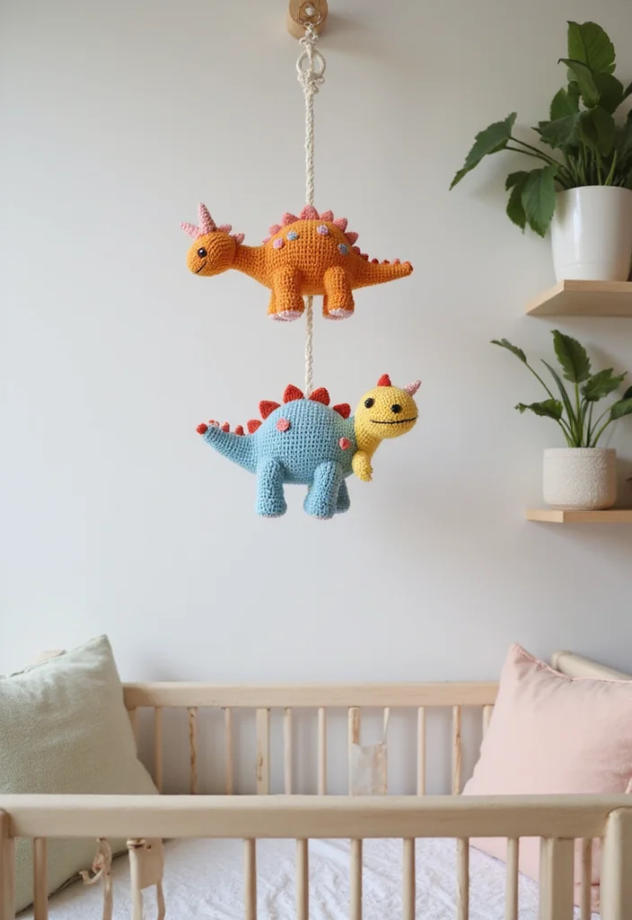 Complete Guide to Crochet Dinosaur Pattern Free: Showcasing 25 Fun Visual Inspirations - 5. Dino Baby Mobile