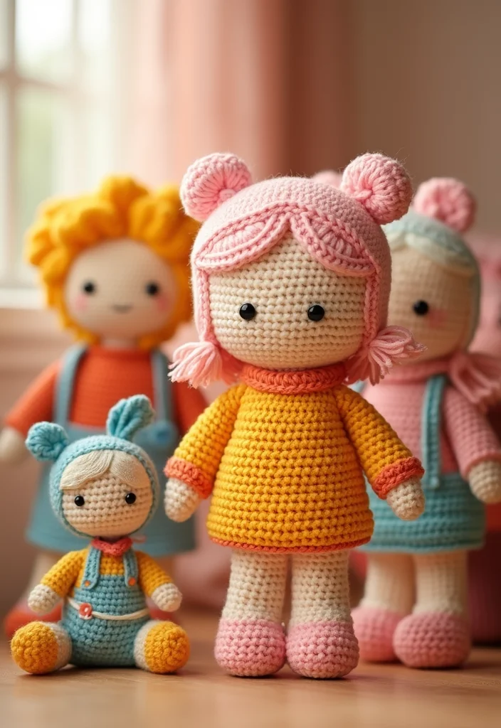 Complete Guide to Crochet Dolls: 22 Fun Visual Inspirations - 11. Retro Style Dolls