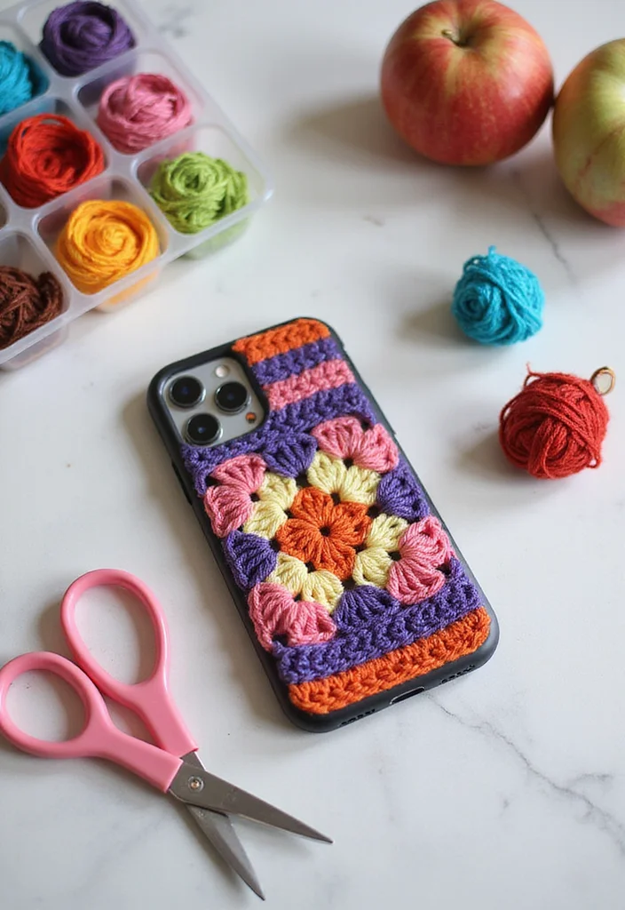Complete Guide to Crochet Granny Square Pattern with 25 Classic Craft Inspirations - 17. Creative Phone Cases