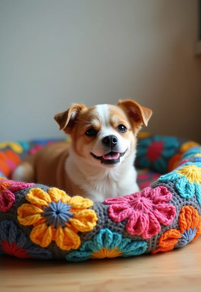 Complete Guide to Crochet Granny Square Pattern with 25 Classic Craft Inspirations - 18. Dog and Cat Beds