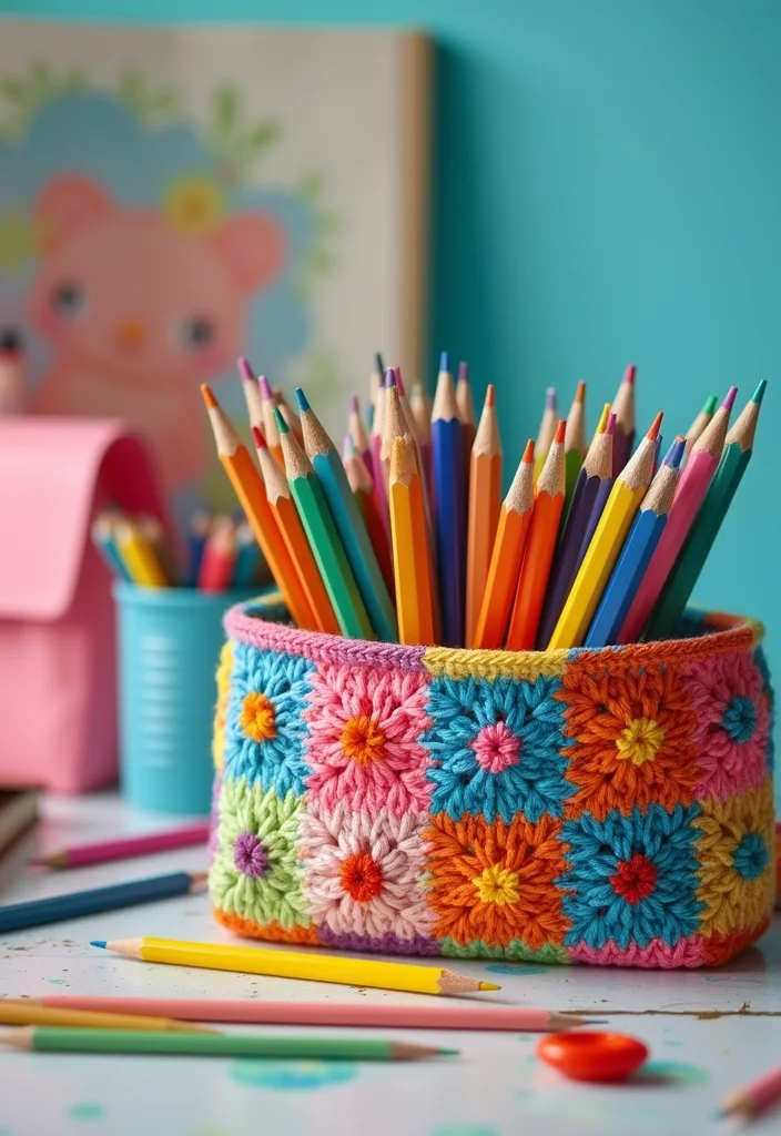 Complete Guide to Crochet Granny Square Pattern with 25 Classic Craft Inspirations - 22. Fun Pencil Cases