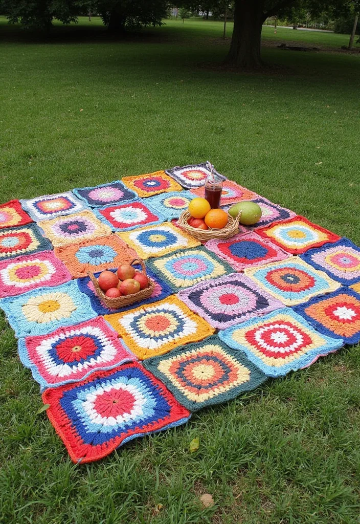 Complete Guide to Crochet Granny Square Pattern with 25 Classic Craft Inspirations - 25. Picnic Blankets