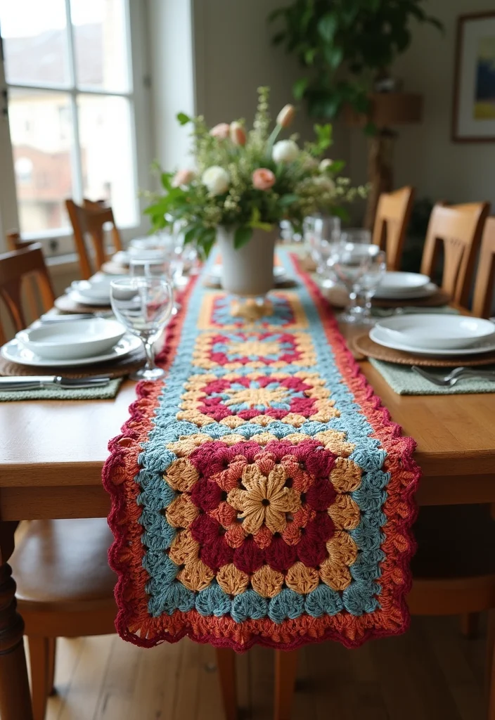 Complete Guide to Crochet Granny Square Pattern with 25 Classic Craft Inspirations - 6. Layered Table Runners