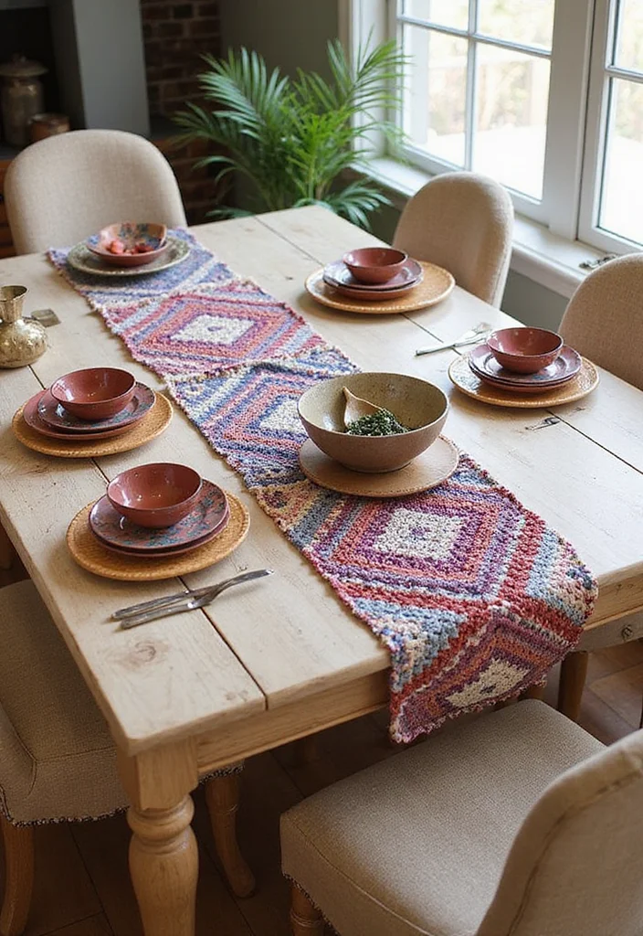 Complete Guide to Crochet Table Runner Pattern with 22 Elegant Craft Inspirations - 11. Geometric Pattern Runner