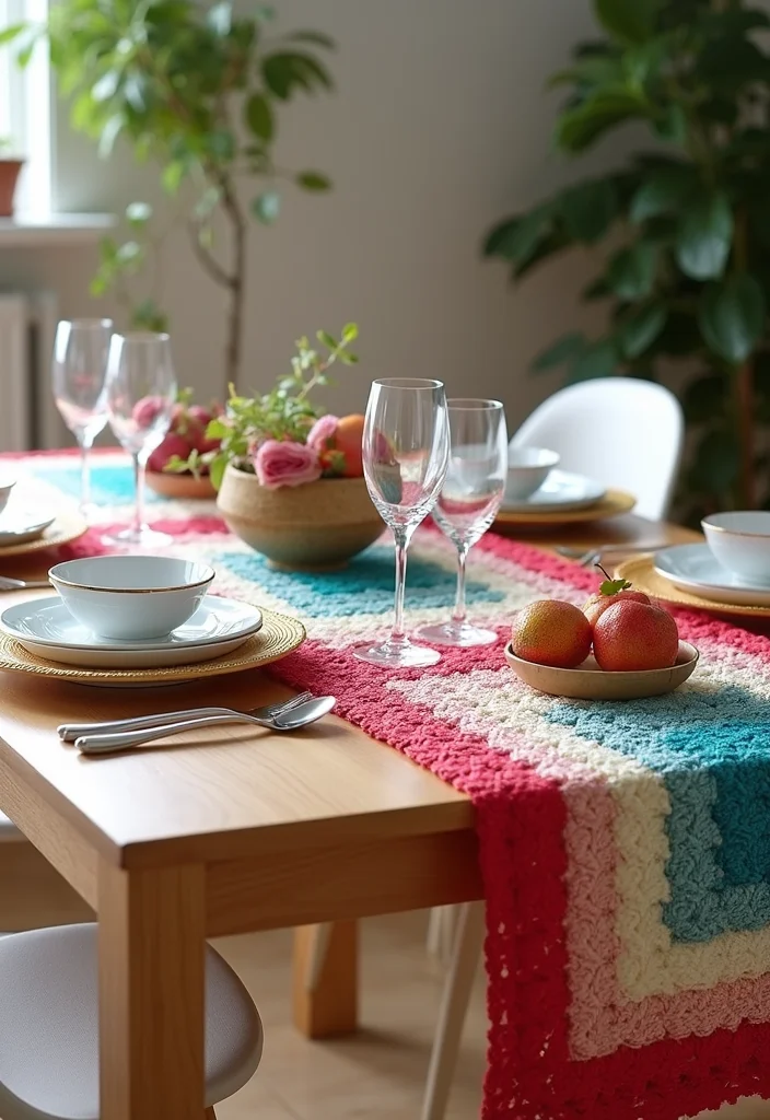 Complete Guide to Crochet Table Runner Pattern with 22 Elegant Craft Inspirations - 17. Color Block Crochet Runner