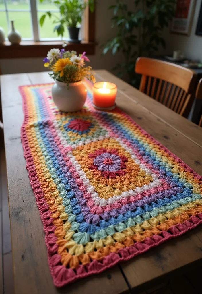 Complete Guide to Crochet Table Runner Pattern with 22 Elegant Craft Inspirations - 2. Rustic Granny Square Runner