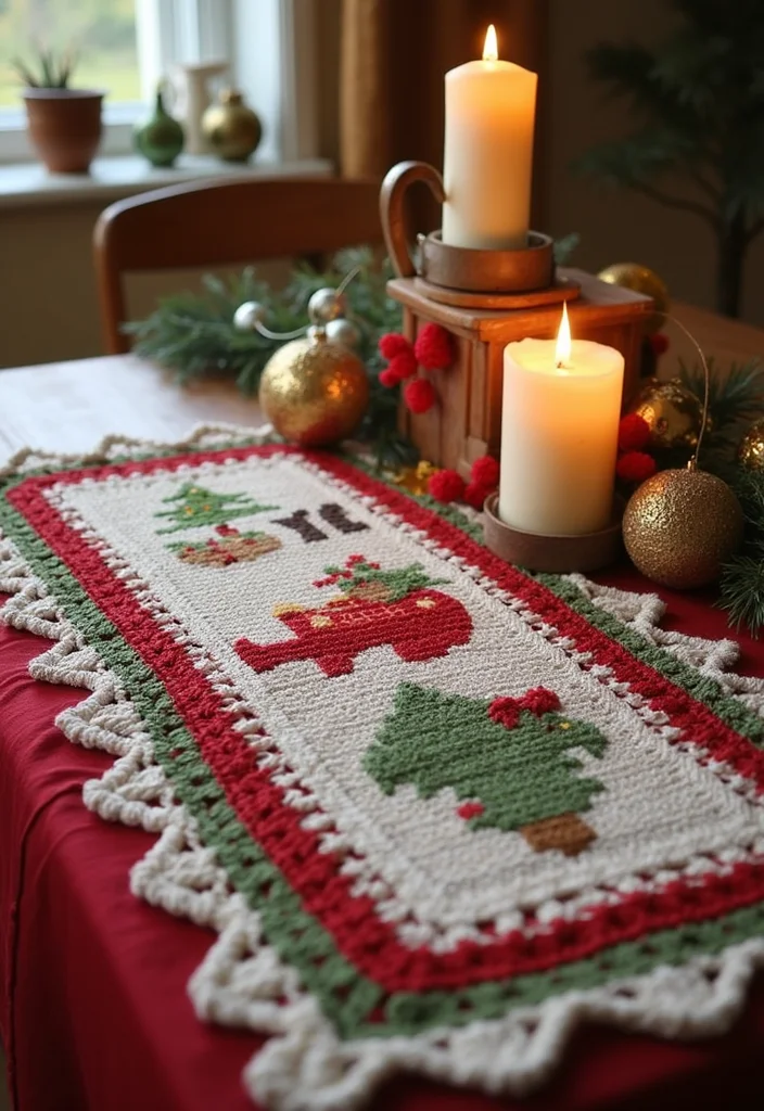 Complete Guide to Crochet Table Runner Pattern with 22 Elegant Craft Inspirations - 6. Festive Holiday Table Runner