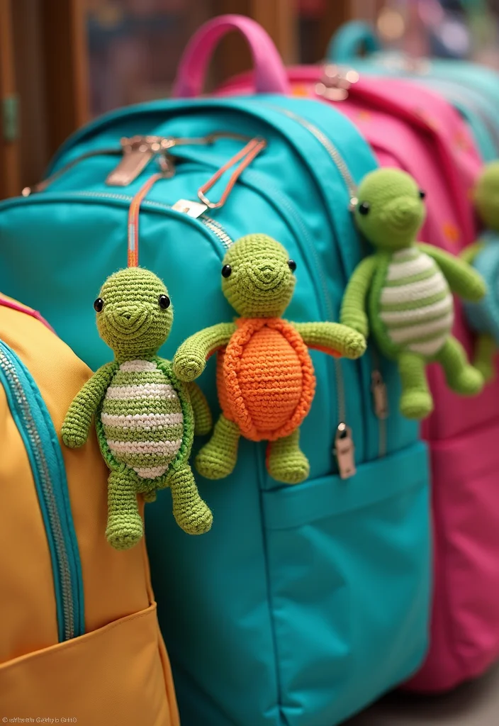 Complete Guide to Crochet Turtle Pattern Free with 22 Fun Craft Inspirations - 16. Crochet Turtle Backpack Charms