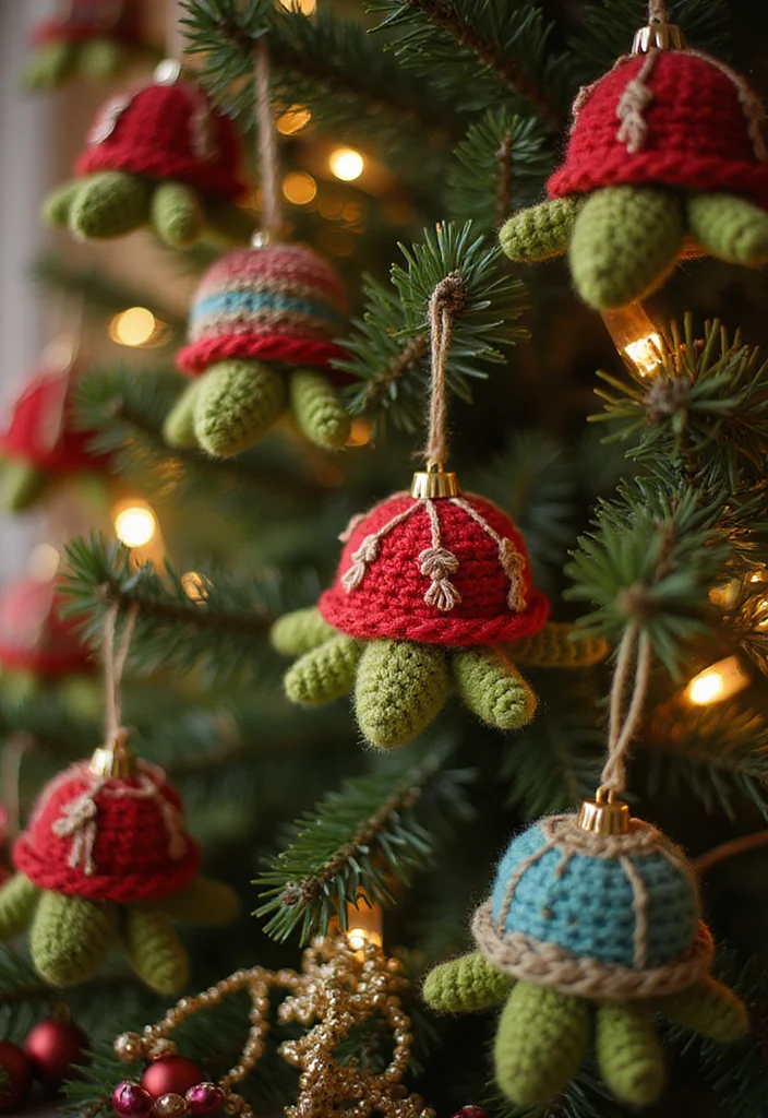 Complete Guide to Crochet Turtle Pattern Free with 22 Fun Craft Inspirations - 20. Turtle-Themed Holiday Ornaments