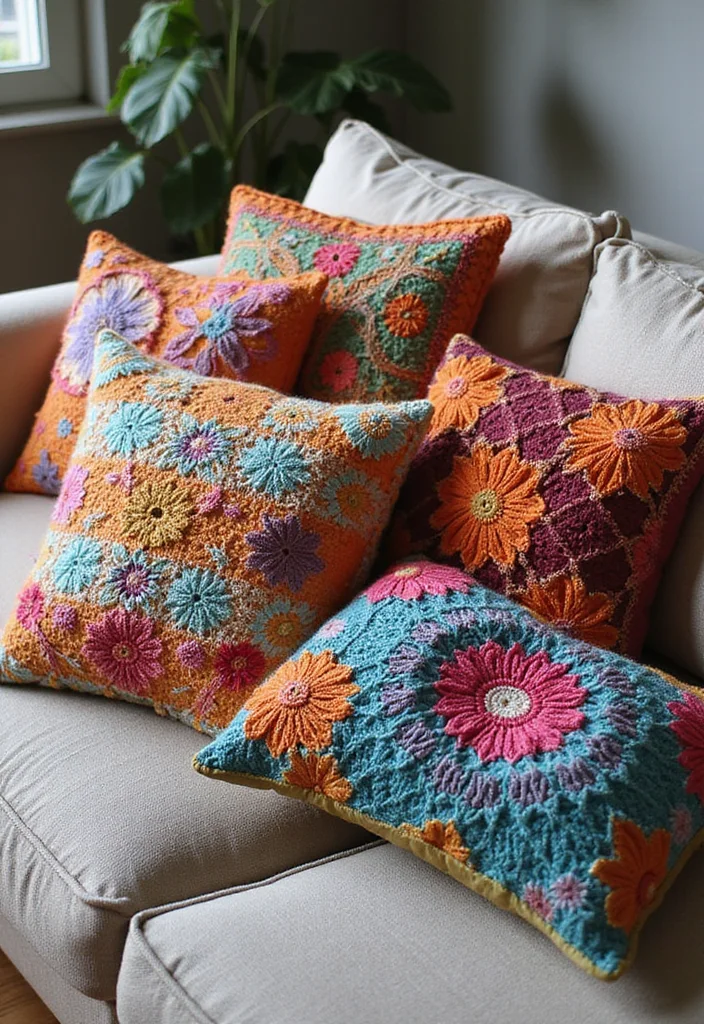 Complete Guide to Easy Tapestry Crochet Patterns Featuring 23 Creative Visual Inspirations - 3. Boho-Chic Pillows