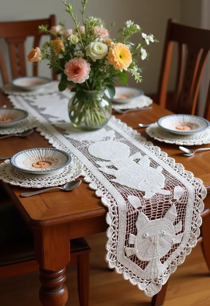 Essential Guide to Cat Crochet Patterns: 25 Cute Visual Inspirations - 16. Cat-Themed Table Runner