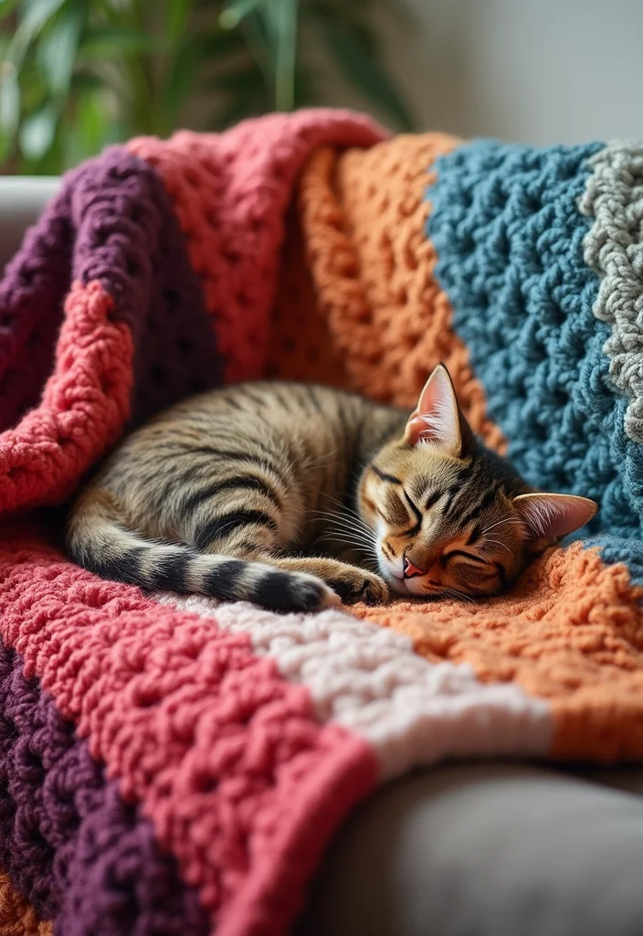 Essential Guide to Cat Crochet Patterns: 25 Cute Visual Inspirations - 2. Cozy Cat Blankets