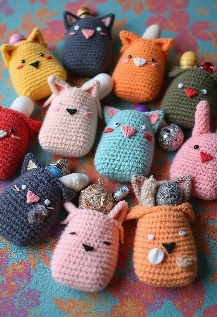 Essential Guide to Cat Crochet Patterns: 25 Cute Visual Inspirations - 23. Cute Cat Pouches