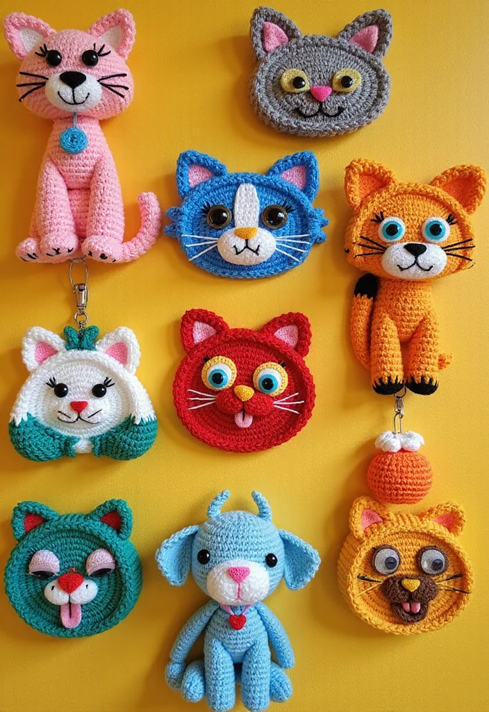 Essential Guide to Cat Crochet Patterns: 25 Cute Visual Inspirations - 3. Cat-Themed Wall Art
