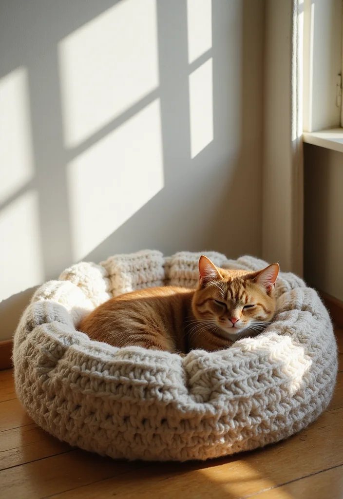 Essential Guide to Cat Crochet Patterns: 25 Cute Visual Inspirations - 7. Crochet Cat Bed