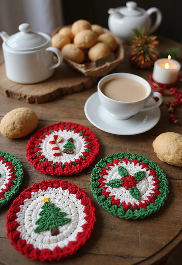 Essential Guide to Christmas Crochet Patterns Free: 25 Festive Visual Inspirations - 15. Festive Coasters