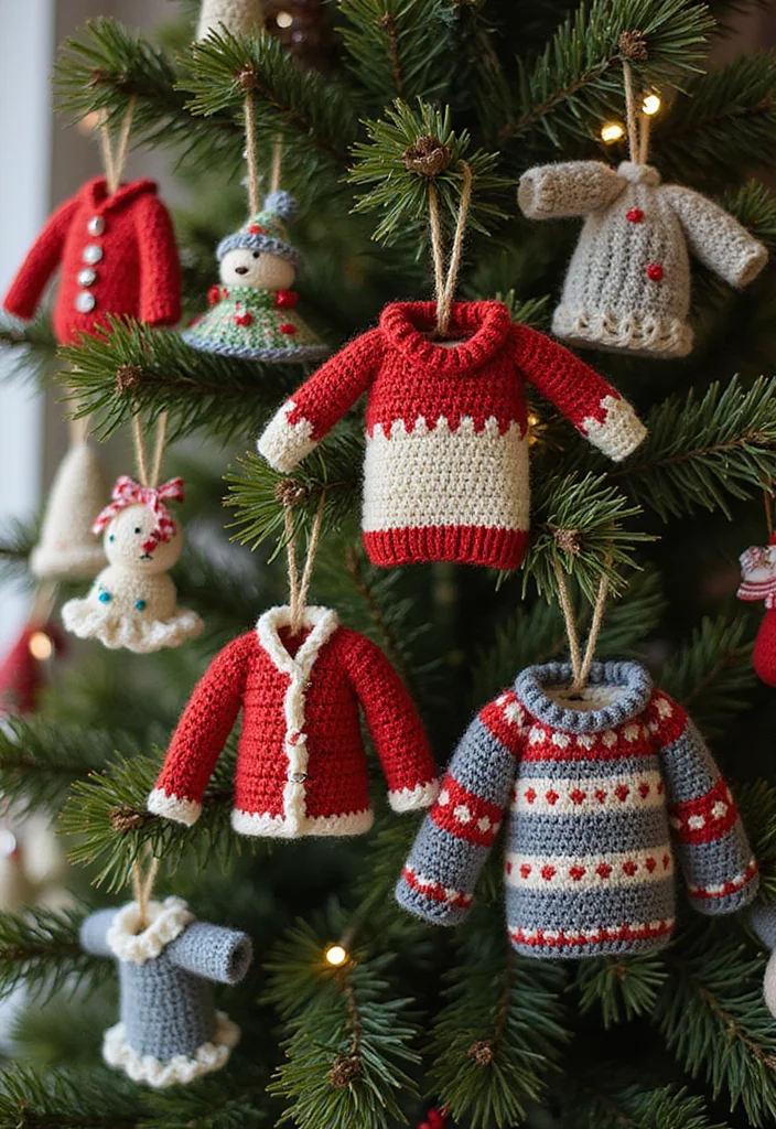 Essential Guide to Christmas Crochet Patterns Free: 25 Festive Visual Inspirations - 18. Cozy Christmas Sweater Ornaments
