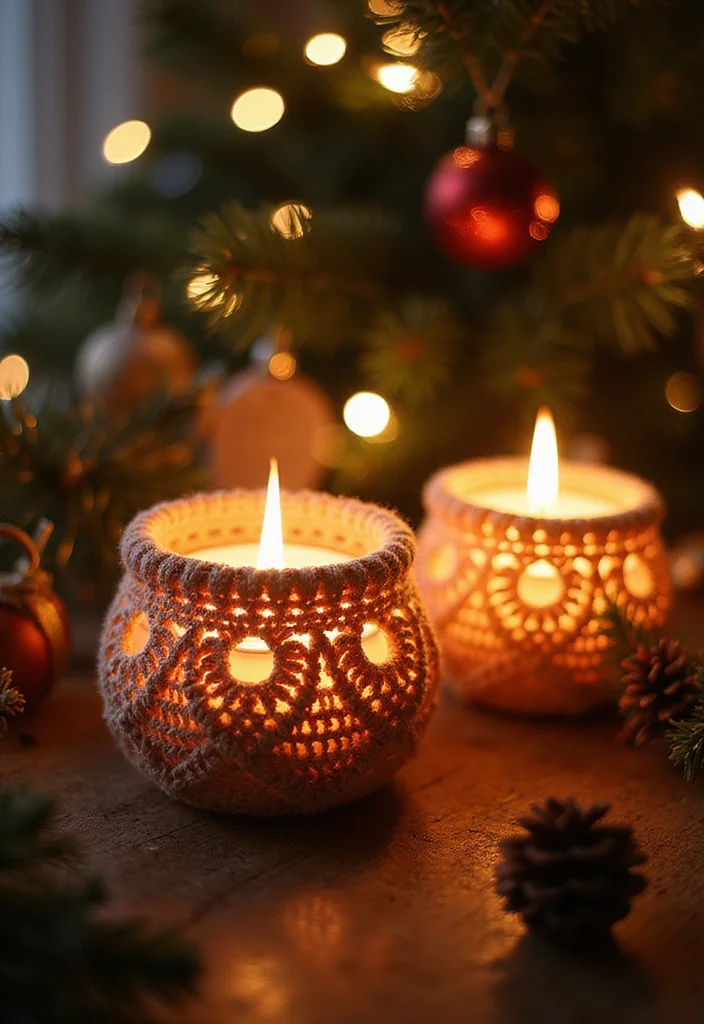 Essential Guide to Christmas Crochet Patterns Free: 25 Festive Visual Inspirations - 24. Decorative Candle Holders