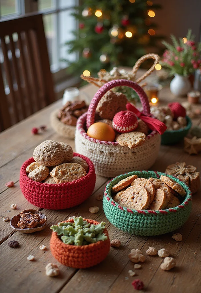 Essential Guide to Christmas Crochet Patterns Free: 25 Festive Visual Inspirations - 25. Crochet Gift Baskets