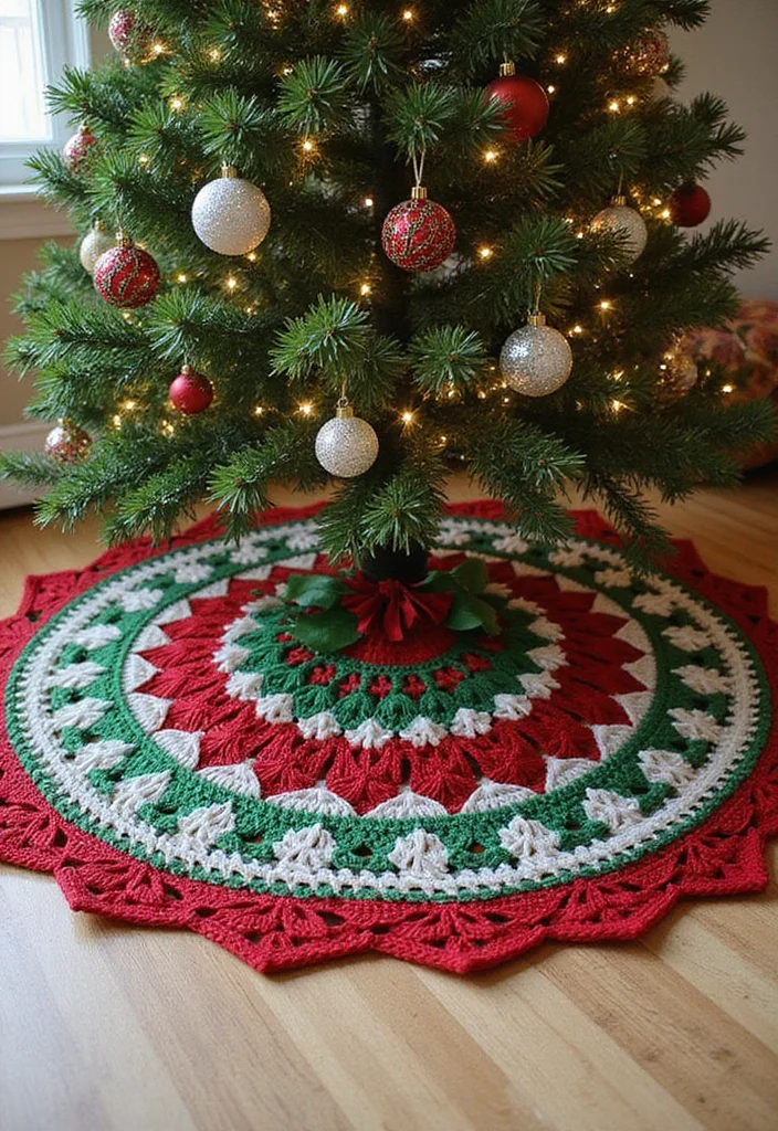 Essential Guide to Christmas Crochet Patterns Free: 25 Festive Visual Inspirations - 6. DIY Christmas Tree Skirt