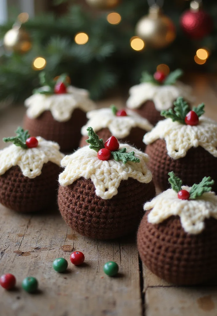 Essential Guide to Christmas Crochet Patterns Free: 25 Festive Visual Inspirations - 7. Charming Christmas Pudding Ornaments