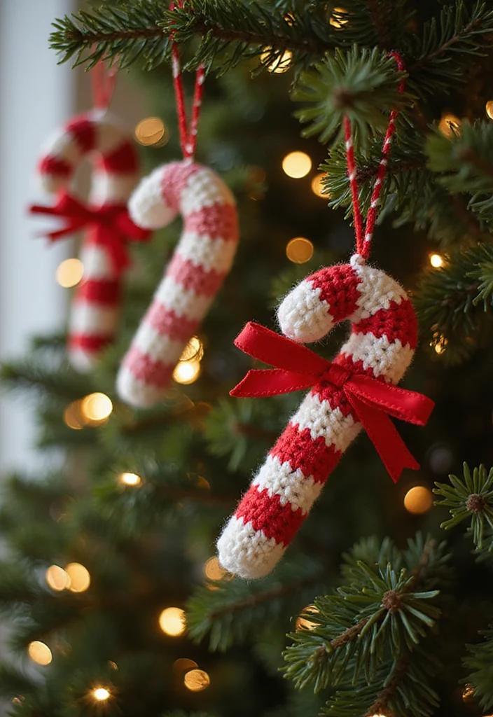 Essential Guide to Christmas Crochet Patterns Free: 25 Festive Visual Inspirations - 8. Delicate Candy Cane Ornaments