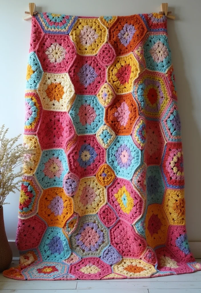 Essential Guide to Crochet Afghan Patterns Free: 23 Cozy Visual Inspirations - 12. Hexagon Afghan