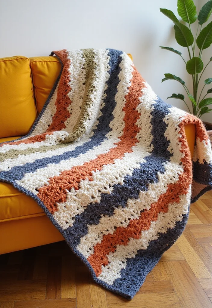 Essential Guide to Crochet Afghan Patterns Free: 23 Cozy Visual Inspirations - 19. Simple Striped Granny Afghan