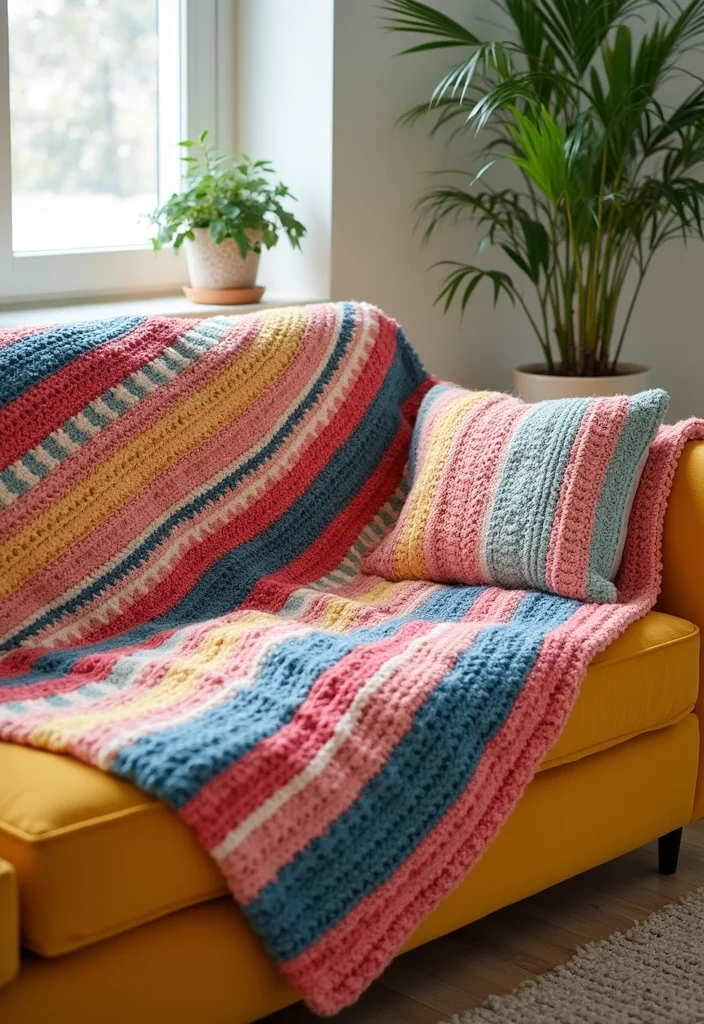 Essential Guide to Crochet Afghan Patterns Free: 23 Cozy Visual Inspirations - 7. Striped Afghan
