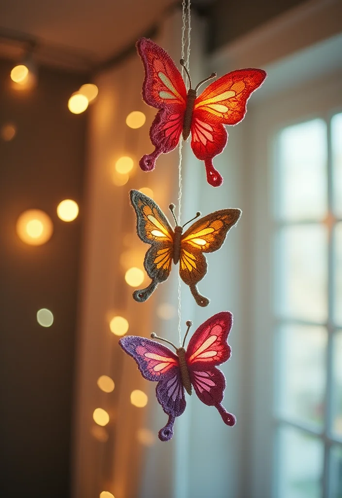 Essential Guide to Crochet Butterfly Free Pattern Showcasing 23 Colorful Visual Inspirations - 14. Butterfly Mobile: A Touch of Whimsy