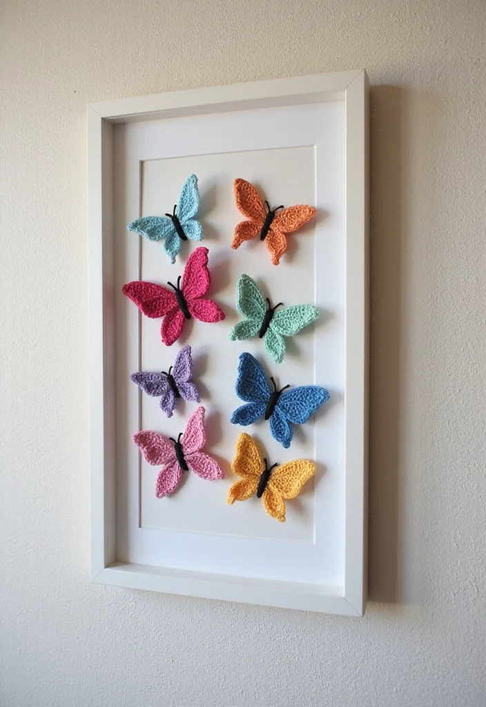 Essential Guide to Crochet Butterfly Free Pattern Showcasing 23 Colorful Visual Inspirations - 6. Butterfly Wall Art: Crochet Framed Display