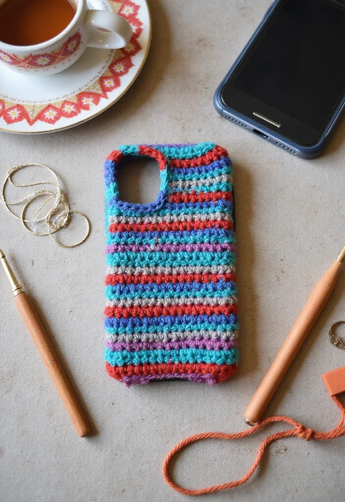 Essential Guide to Easy Beginner Crochet Patterns Featuring 22 Simple Visual Inspirations - 13. Funky Crochet Phone Case