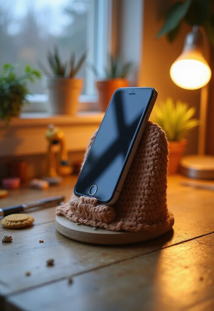Essential Guide to Easy Beginner Crochet Patterns Featuring 22 Simple Visual Inspirations - 21. Simple Crochet Phone Stand